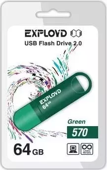 Флеш-накопитель EXPLOYD 64GB-570-зеленый USB флэш-накопитель