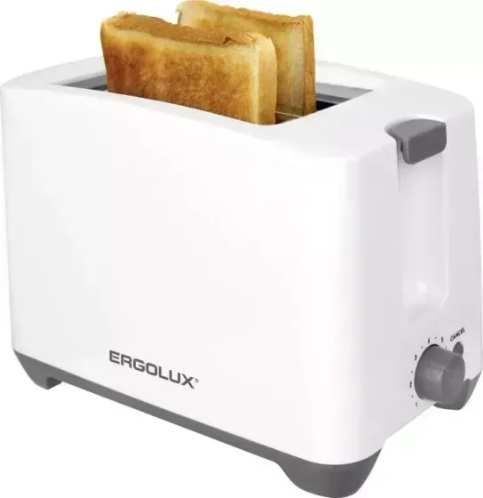 Тостер ERGOLUX ELX-ET02-C31 бело-серый двойной корпус, 220-240 В, 750 Вт