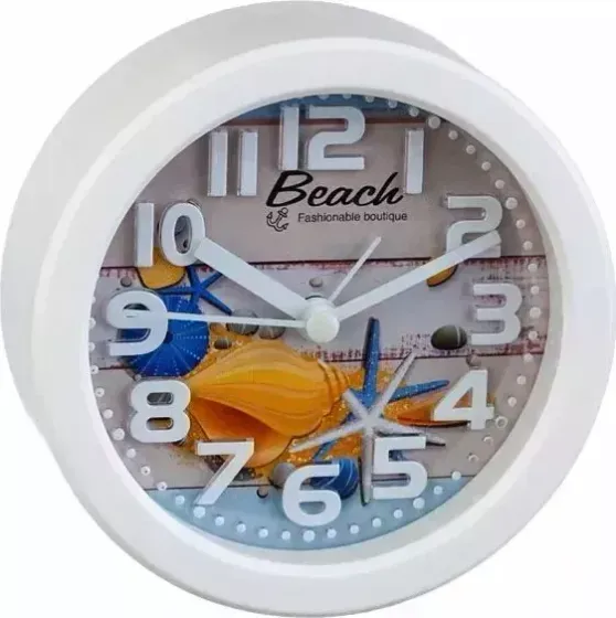 Часы настольные PERFEO (PF_C3144) Quartz "PF-TC-013", круглые диам. 10,5 см, ракушка