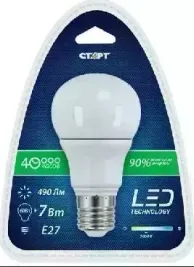 Лампа светодиодная СТАРТ (17294) LEDGLSE27 7W30 WS