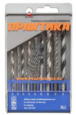 Набор сверл ПРАКТИКА 9 шт. (034-397)