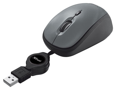 Мышь проводная  Trust Yvi Retractable Mouse black
