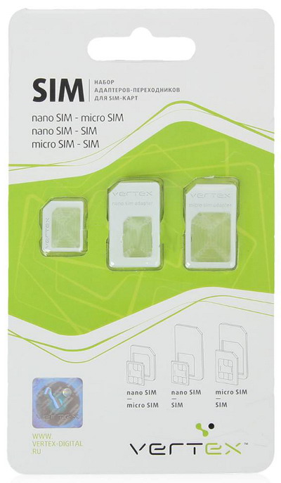 Набор VERTEX Адаптер-переходник для Sim-карт 3в1