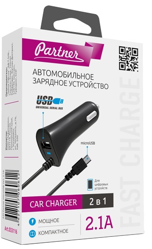 АЗУ PARTNER micro USB 2 в 1