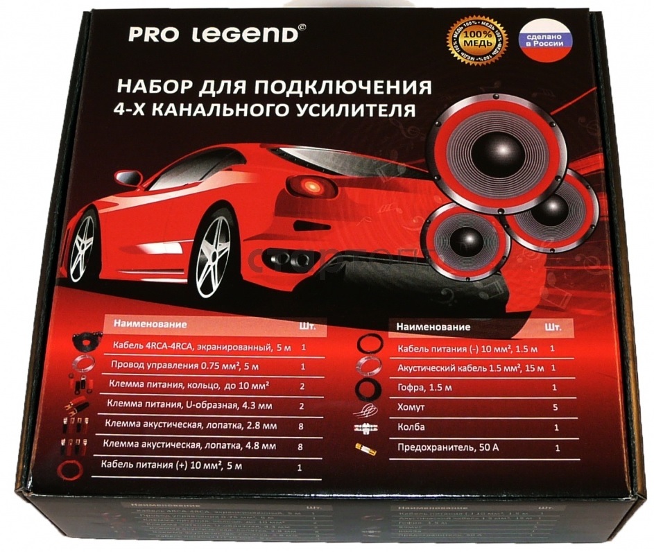 Комплект PRO LEGEND для установки 4-х канального усилителя
