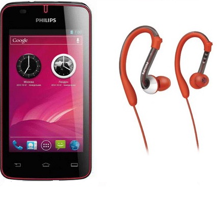 Смартфон  PHILIPS W536 black/red + гарнитура SHQ3005