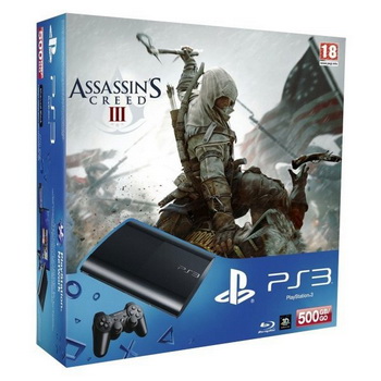 Приставка игр.  SONY  PS3 Super Slim 500Гб + игра Assassin's Creed 3