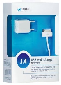 З/У сетевое  DEPPA  Ultra USB компакт 1А + универс.кабель