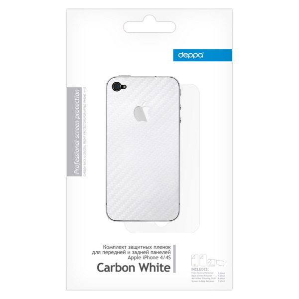 Пленка защитная  DEPPA  2шт. iPhone 4/4S Carbon White