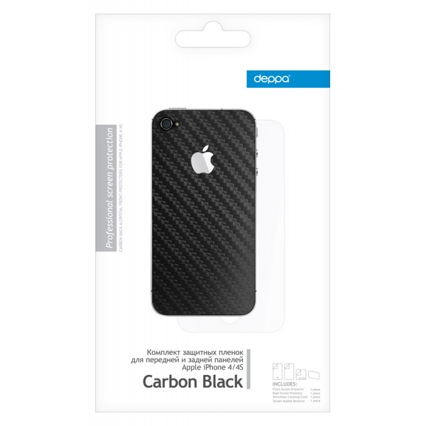 Пленка защитная  DEPPA  2шт. iPhone 4/4S Carbon Black