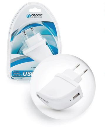 З/У сетевое  DEPPA  USB 2.1A для  Apple, Galaxy Tab