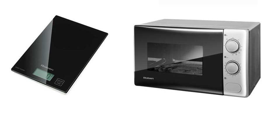 Микроволновая печь  ROLSEN  MS 2080 MN + Весы кух. ROLSEN KS-29