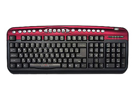 Клавиатура проводная  OKLICK  330M Multimedia (PS/2+ USB)+ USB black/red