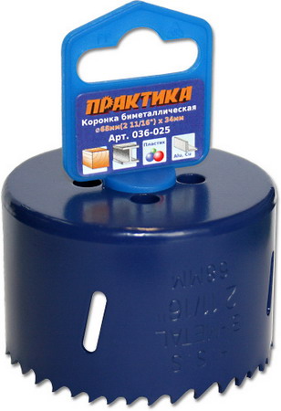 Коронка  ПРАКТИКА  68мм  2  11/16" 1шт клипса (036-025)