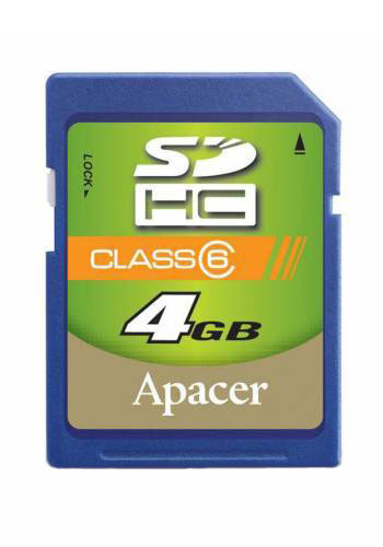SD карта 4 Gb  APACER  class 6 SDHC