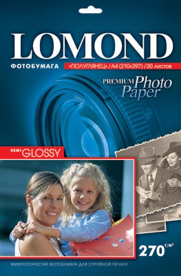 Фотобумага  LOMOND  Gloss A4 270 г/м.кв 20л