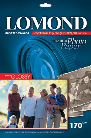 Фотобумага  LOMOND  Gloss A4 170 г/м.кв 20л