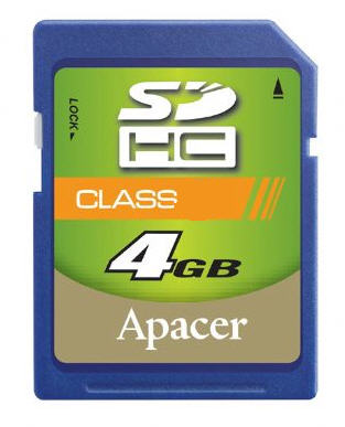 SD карта 4 Gb  APACER  class 2 SDHC