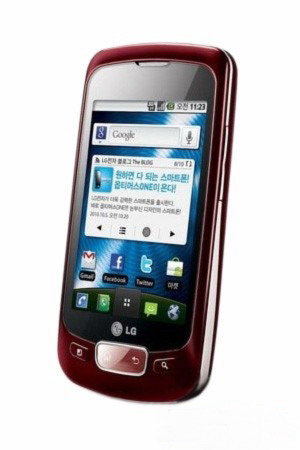 Смартфон  LG  P500 Optimus One metallic wine