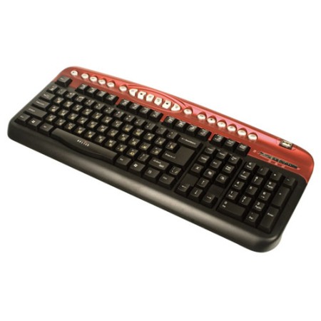 Клавиатура проводная  OKLICK  320M Multimedia (PS/2+ USB)+ USB red