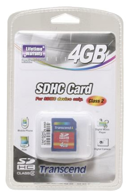SD micro  карта 4 Gb  TRANSCEND  HC class 2