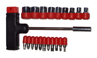 Отвертка  TOPEX  T-образная, 21 бита и головки (39D385)