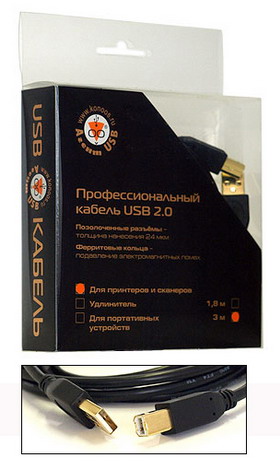 Кабель  KONOOS  USB 2.0 AM/BM 1.8м