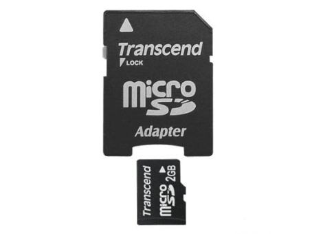 SD micro  карта 2 Gb  TRANSCEND  (Mini SD + SD)