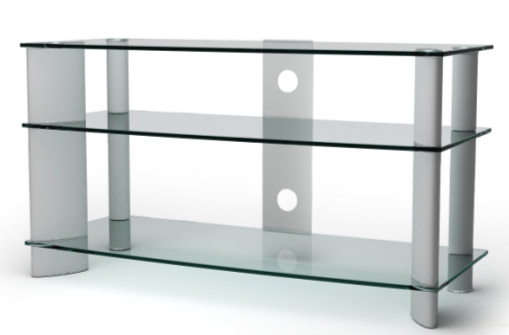 Тумба ТВ  HOLDER  PL-21110 алюминий +бесцветное стекло