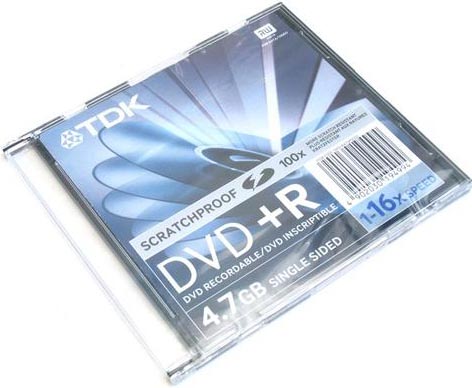 DVD+R  TDK  4.7Gb 8-16x Slim