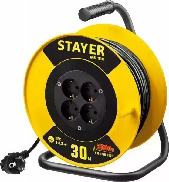 Удлинитель STAYER MS 315 30 м, 4 гнезда (55078-30)