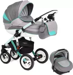 Коляска ADAMEX 3 в 1 Aspena Grand Collection, (серый + мятный MN+WH) (GL000391241)