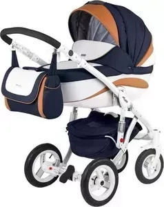 Коляска ADAMEX 2 в 1 Barletta New, (джинс + белый + оранжевый B-7) (GL000502481)