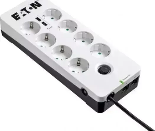 Сетевой фильтр  Eaton PB8TUD 0.8м (8 розеток) белый/черный