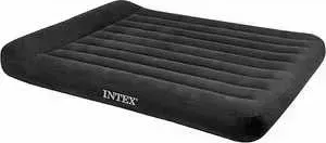 Матрас надувной INTEX 152х203х30см с подголовником темно-серый с встроенным насосом 220В (66781)