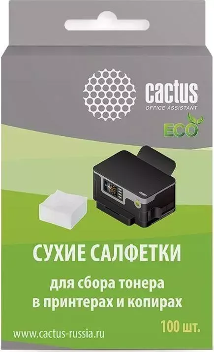 Средство для ухода за техникой CACTUS CS-P2003E 100шт Сухие салфетки принтера