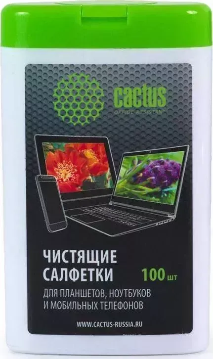 Средство для ухода за техникой CACTUS CS-T1005 100шт (туба) Салфетки планшетов и смартфонов