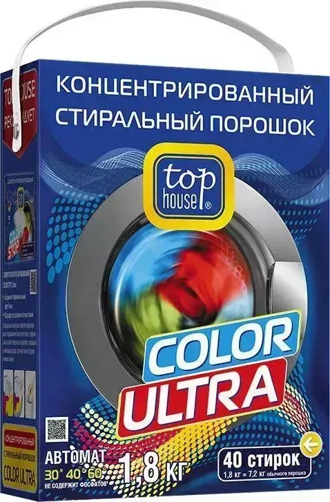 Средство для стирки TOP HOUSE 392265 Color Ultra 1,8кг Концентрированный cтиральный порошок