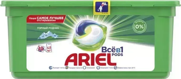 Средство для стирки Ariel Горный родник Всё в 1 Капсулы для стирки 30шт (81719674)