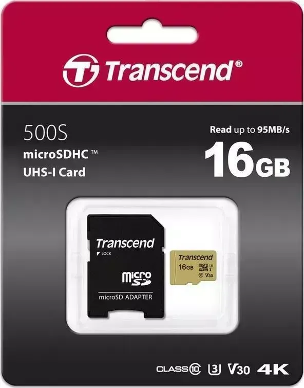 Карта памяти TRANSCEND microSD 16GB TS16GUSD500S ( + adapter)