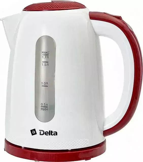 Чайник электрический DELTA DL-1106 белый с бордовым