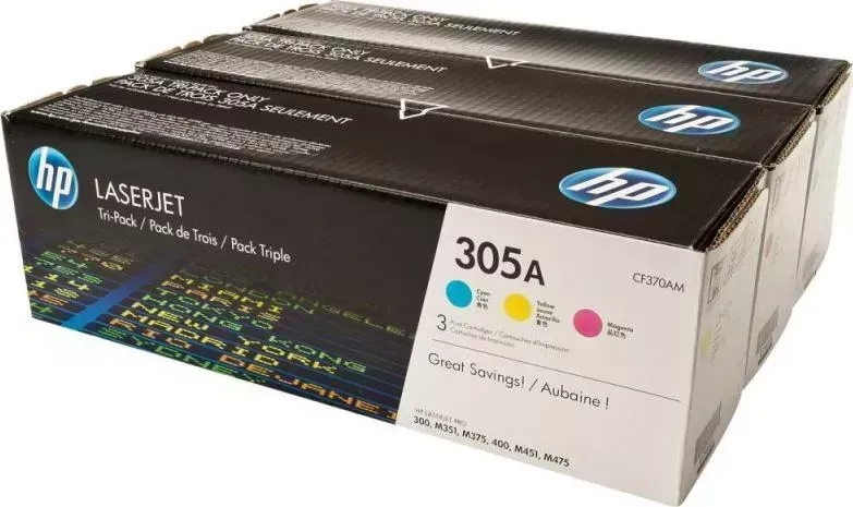 Расходный материал для печати HP 305A CF370AM голубой/желтый/пурпурный