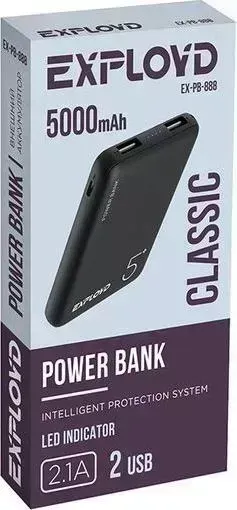 Внешний аккумулятор  EXPLOYD EX-PB-888 5000mAh черный