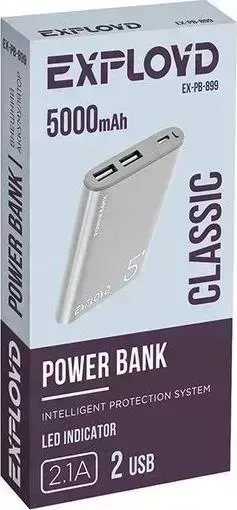 Внешний аккумулятор  EXPLOYD EX-PB-899 5000mAh серебро