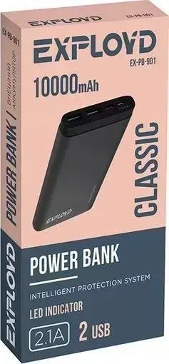 Внешний аккумулятор  EXPLOYD EX-PB-901 10000mAh черный