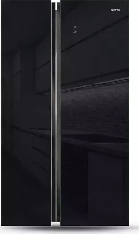 Холодильник GINZZU NFK-520 черное стекло inverter