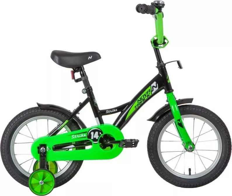 Велосипед NOVATRACK 14 STRIKE чёрный-зелёный (143STRIKE.BKG20)