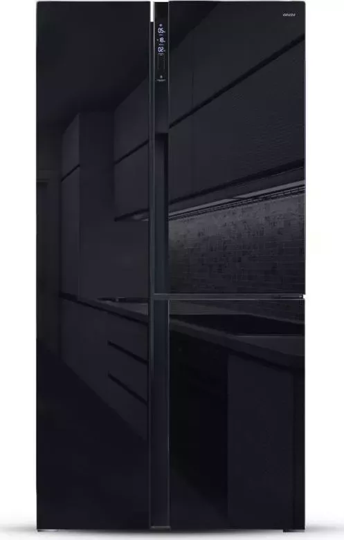 Холодильник GINZZU NFK-475 черное стекло inverter