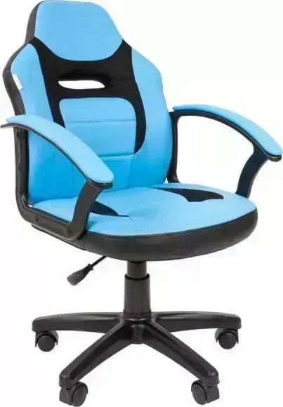 Кресло офисное CHAIRMAN Kids 110 экопремиум черный/голубой
