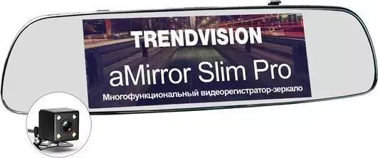 Видеорегистратор  TrendVision aMirror SlimPro, 2 камеры, GPS